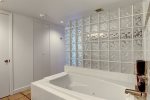 Master en-suite jetted tub with shower